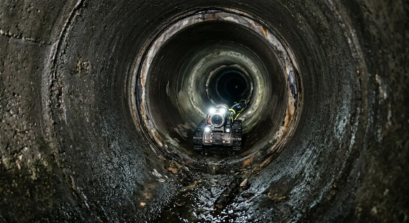 Robotic sewer camera inspecting pipe interior for Drain Snake Service in Lancaster
